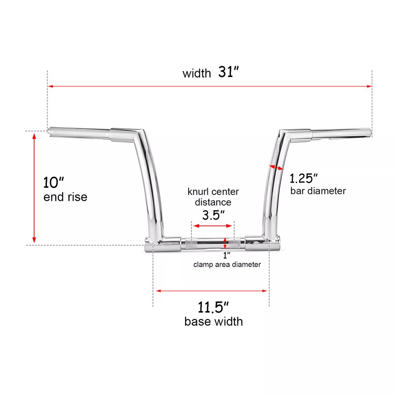 21ST 10" Rise Ape Hangers Handlebars For Harley Heritage Softail
