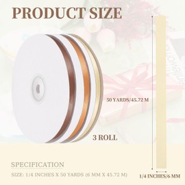 PATIKIL 1/4 Inches x 50 Yards Satin Ribbon Roll, 3 Roll Gift Wrapping Ribbon for Cutting Ceremony Kit Grand Opening Car Bow Chair Sash DIY Sewing Craft Wedding Party Decoration, Gray