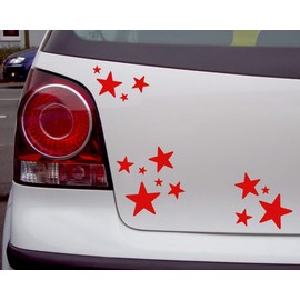 Samunshi® Star Sticker Set Filled Car Sticker (Light Red Round 032)