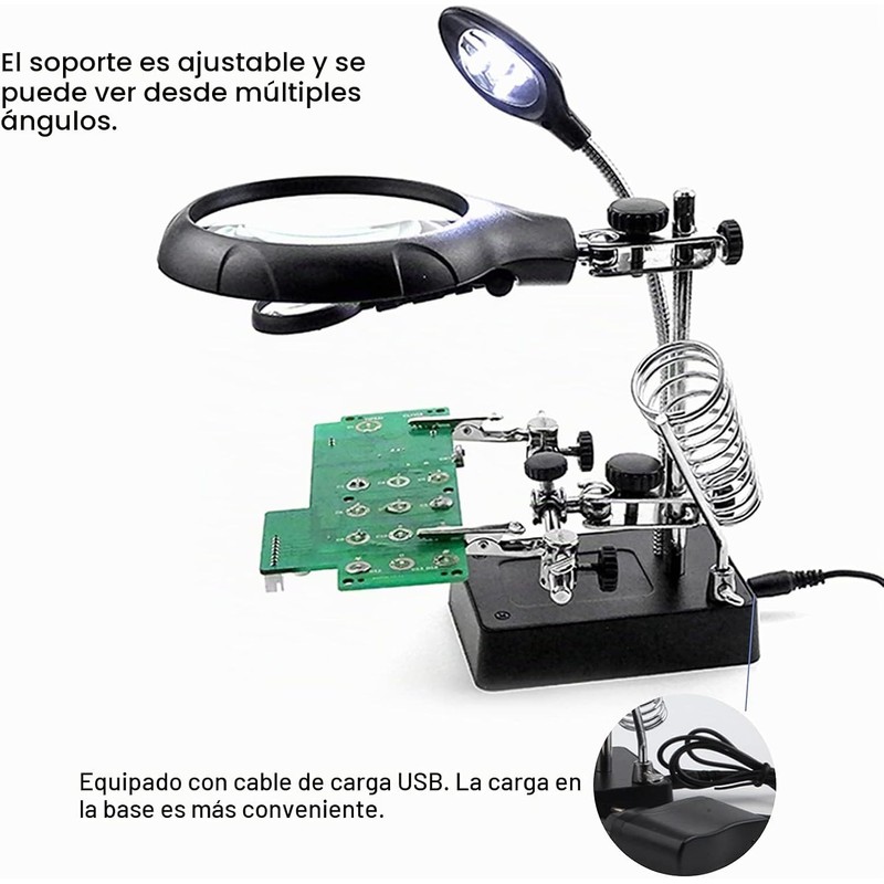 Hztyyier Lupa LED de Escritorio con Luz y Soporte de