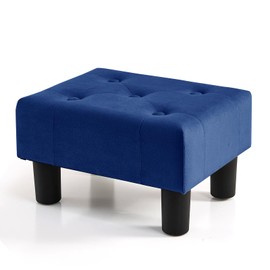 BRIAN & DANY Small Foot Stool, Velvet Foot Stools with Legs, Stable Small Footstool for Living Room, Blue