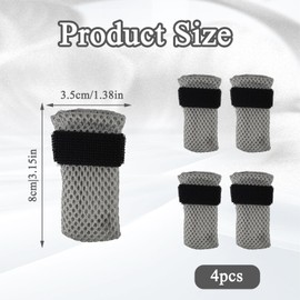 4 PCS Cat Mittens to Prevent Scratching, Adjustable Cat Booties to Prevent Scratching, Breathable Mesh Shoes, Prevent Scratches, Suitable for Bathing, Feeding and Nail Trimming (Grey)