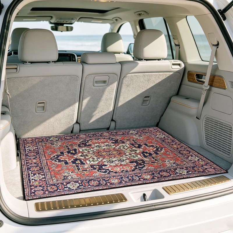 Lacut Car Trunk Mat, Red Retro, 29" x 39"