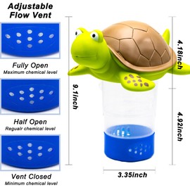 WWD POOL Chlorine Floater, Animal Pool Chlorine Dispenser for Chemical Tablets Fits 3 Inch Tabs Bromine Holder(Turtle)
