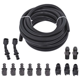 labwork 6AN 25 Feet Fuel Injection Line Fitting Adapter Kit Rubber Fuel Line Filler Feed Hose with 13pcs Push Lock Swivel Fitting Hose Ends Kit
