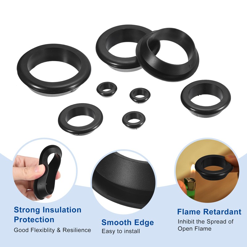 QUARKZMAN Pack of 70 Round Rubber Grommets, 4 mm ID