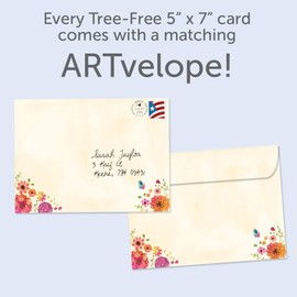 Tree-Free Greetings Just Because Greeting Card 2 Pack with Matching Envelopes, Eco Friendly, Made in USA, 100% Recycled Paper, 5 x 7, Friendship Wish (GT65978)