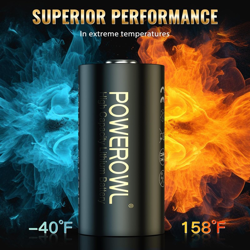 POWEROWL CR123A 3V Lithium Battery 6 Count, High Capacity 123