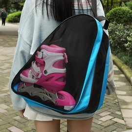 Roller Skate Boot Bag Kids Storage Bag 3 Layer Design Portable Waterproof Durable Shoulder Bag Ice Skate Packsack Mesh Breathable Inline Skate Shoe Storage Case for Boys Girls Kids Sports Bag 2 Colors