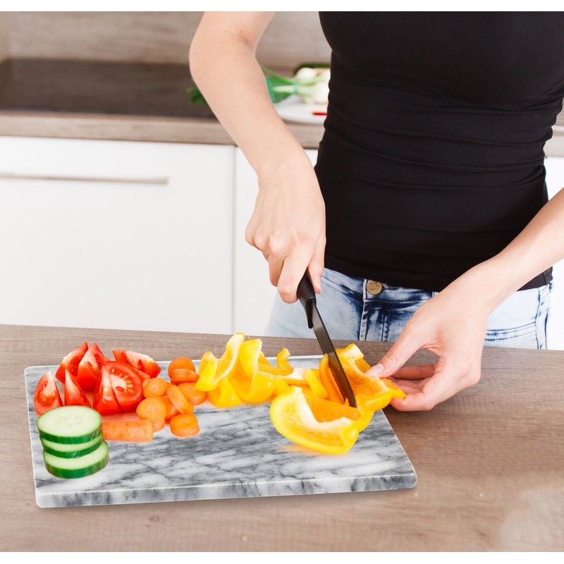 Greenco Marble Cutting Board For Meat, 8 x 12, White