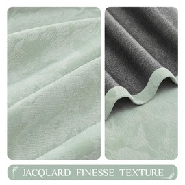 Beauoop Green Floral Jacquard Blackout Curtains 84 Inches Long 2 Panels for Bedroom Living Room Sage Flower Chenille Room Darkening Thermal Insulated Soundproof Grommet Window Treatments Drapes, 52x84