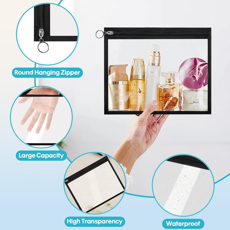Clear Zipper Pouches for Organizing | Durable PVC Makeup Envelopes