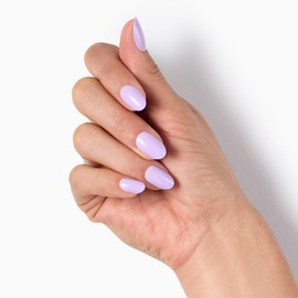 Hard Candy Press On Nails – Haze (Purple Lilac) | Short Round | Fake Nails, Gel-Like Shine | 30 Nail Kit with Glue & Reusable Case