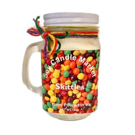 Soy Scented Candles | Handmade & Highly Aromatic Candles Burns Upto 85 Hours in Glass Jar - Perfect for Home Decor, Wedding, Birthday, Dinner (Skittles, 16 oz)