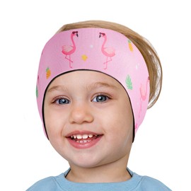 HeySplash Swimming Headband, Swimming Earplugs Ear Band Swimmer Ear Protection Kids Ear Plugs, Neoprene Ear Guard for Kids Toddlers, Keep Water Out and Hold Earplugs in, S, Pink Flamingo
