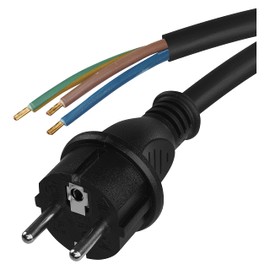 EMOS Rubber Connection Cable 3 m Cable Connection Cable Iron Cable Schuko Connection Cable 3 x 1 mm H05RR-F Black