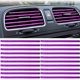Pack of 20 Car Decoration Interior Car Tuning Universal Waterproof Bendable 20 cm Car Air Vent Decoration Suitable for All Straight Ventilation Openings (Ice Purple)