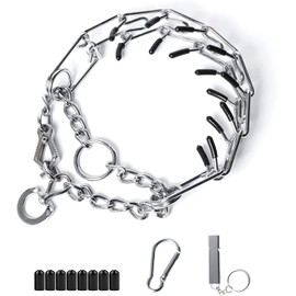 Prong Collar for Dogs, Pinch Collar for Dogs, No Pull Training Collar with Quick Release Buckle and Rubber Caps for Large Medium Small Breed