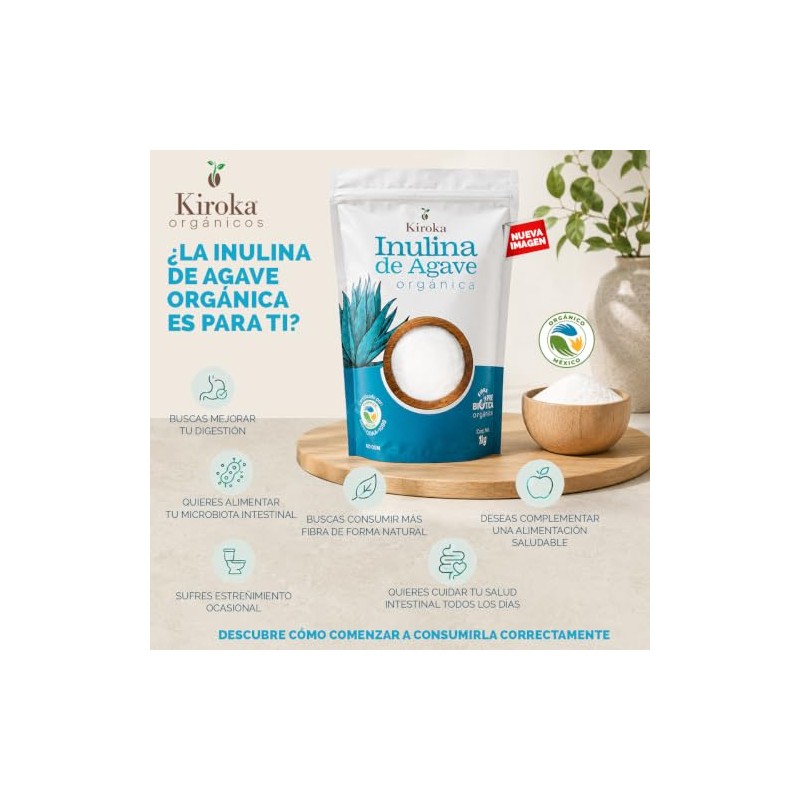 Inulina de Agave Organica 1 Kg | Fibra Prebiotica en