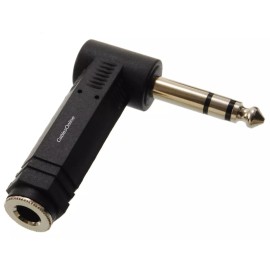 CablesOnline Right-Angle 1/4" (6.35mm) TRS Stereo Male to Female Audio Adapter, AV-A62