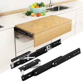 YJINGRUI Countertop Extension Slide Rail, Dining Table Extension Tabletop, Concealed Soft Close Drawer Slides, Push-Pull Lift Slide System for Kitchen/Bedroom/Study (250mm/9.9in)