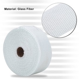 Exhaust Pipe Wrap, 32ft Exhaust Heat Wrap Roll, Exhaust Header Wrap Kit with 10 Stainless Steel Ties,for Motorcycle Car Exhaust Pipes, Mainfold (White)