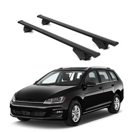 ERKUL Roof Rack Cross Bars for VW Volkswagen Golf Sportwagen 2013-2019 | Aluminum Crossbars with Anti Theft Lock for Rooftop | Compatible with Raised Rails - Black