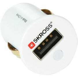 SKROSS Midget USB Car Charger 2.0 - Compact USB Car Charger for Fast Charging All Devices, Swiss-Engineered for Reliable Performance (White)