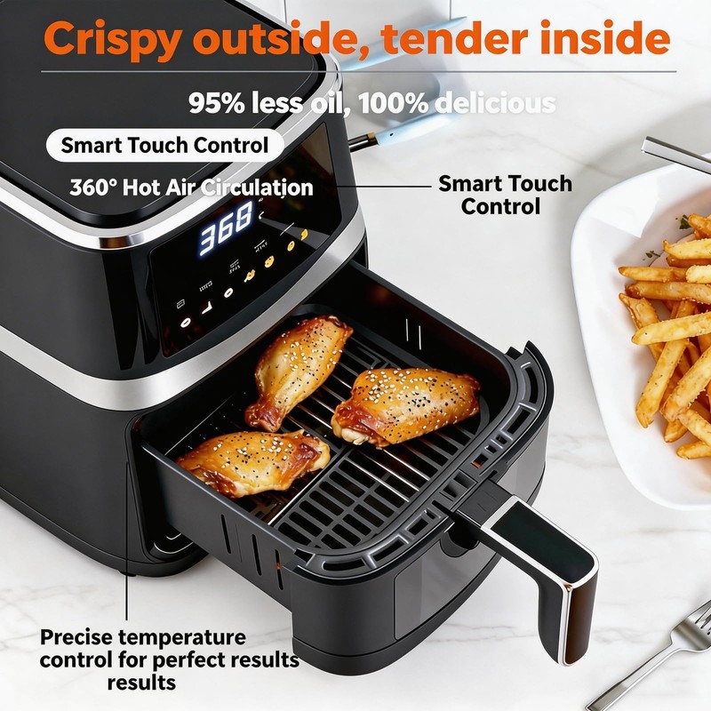 Air Fryer,6 QT Family Size Air Fryer with Visible Cooking