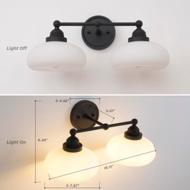 SongCiLT Vintage 2-Lights Sconces Wall Lighting with Milk White Glass Shade, Double Arm Wall Lamp Fixture for Living Room Dining Room Bedroom Hallway