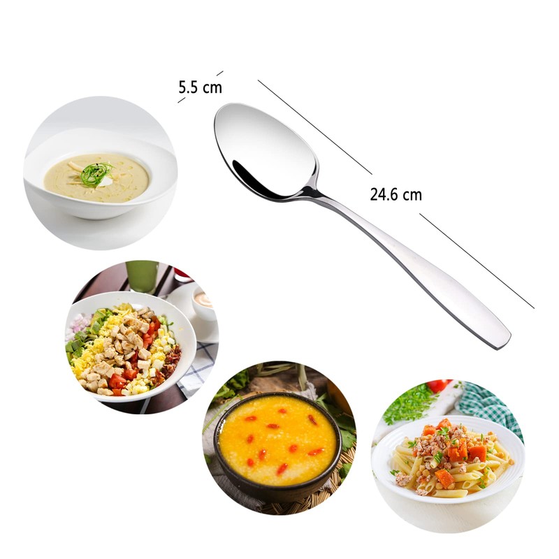 Jekiyo Set of 6 Large Stainless Steel Serving Spoons