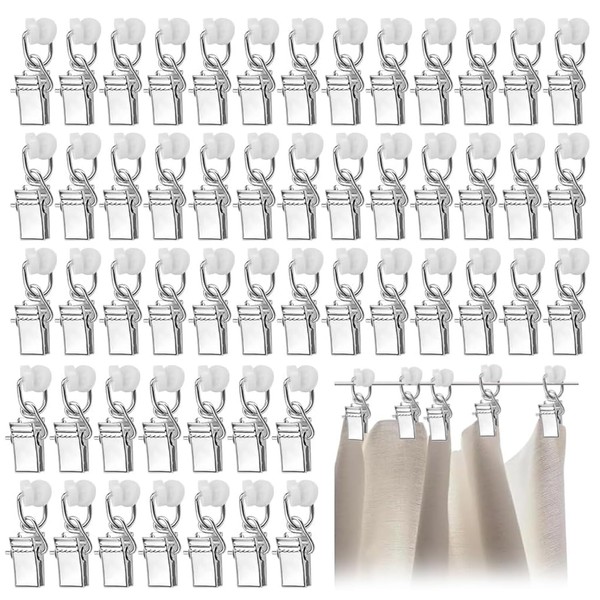 GisWell Pack of 60 Curtain Hooks with Wheels for Rails,