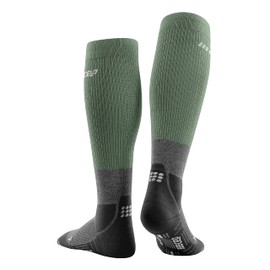CEP Men's Merino Wool Hiking Tall Knee High Compression Socks, Green/Light Grey, Men, V