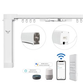 Osprey Smart Curtain Track, 70.8inch/1.8m - 129.9inch/3.3m, Remote Control & Automate App, Compatible with Alexa, Google, Ceiling and Wall Mounted Motorized Curtain Opener