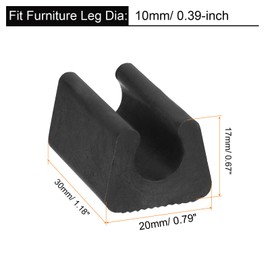 sourcing map 25Pack Rectangle Shaped Chair Legs Tips, Fitting 10mm Metal Tube Legs - Plastic Furniture Protector Feet Glides for Hardwood Floors, Black