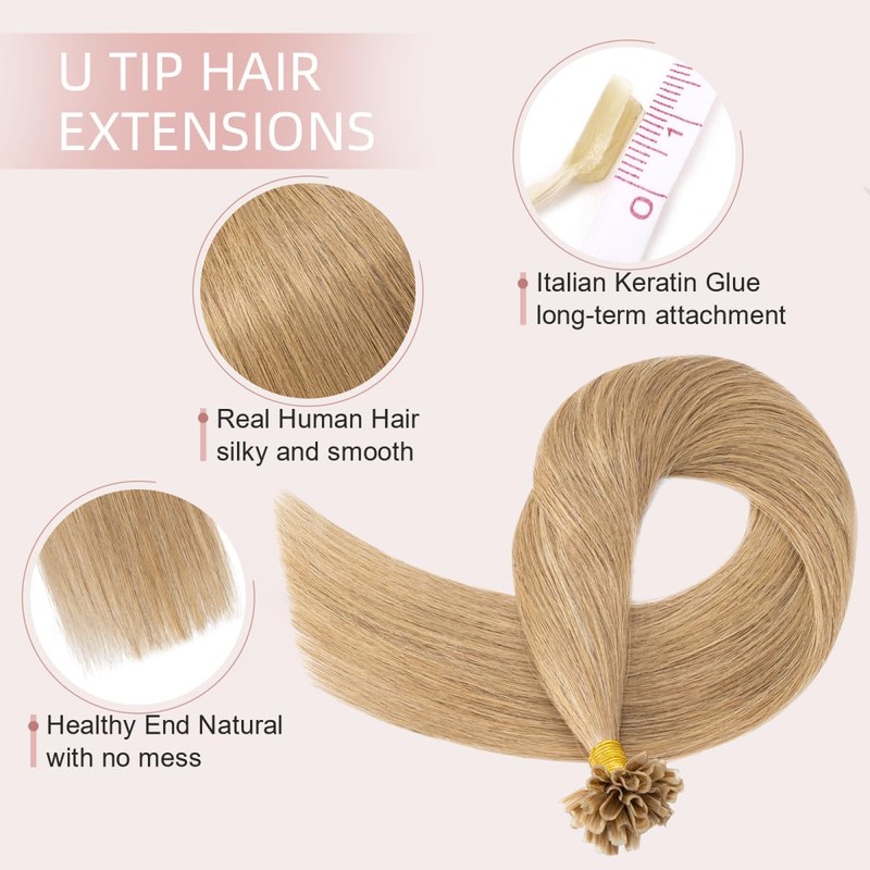 Silk-co Keratin Nail Pre Bonded Nail U Tip Human Hair