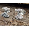 Thor's Hammer Stud Earrings 925 Sterling Silver No. 30, Sterling