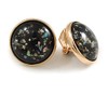 20mm Gold Tone Round Dome Black Resin with Foil Pattern
