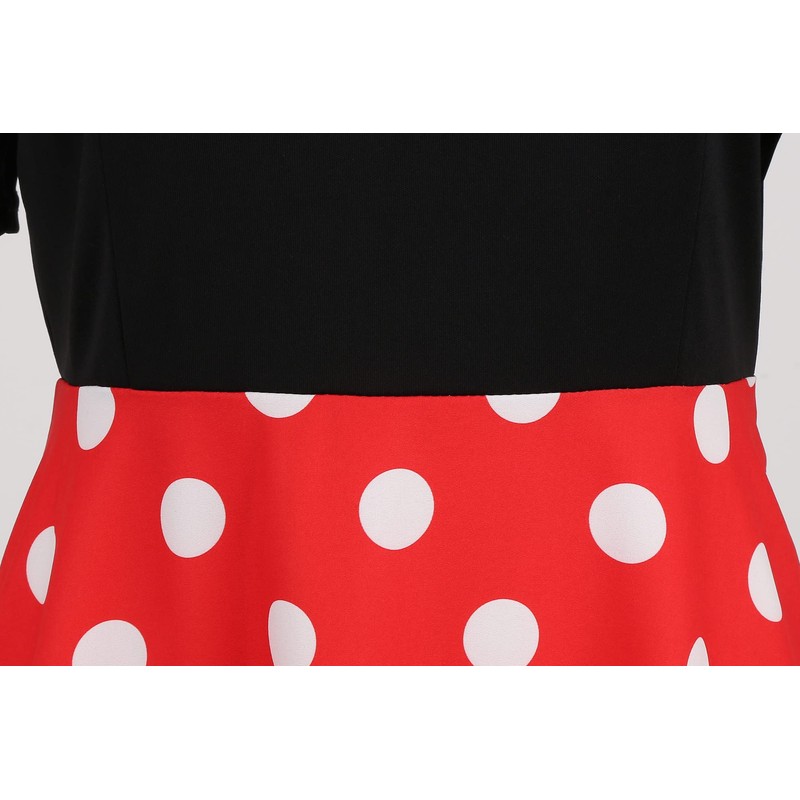 Wellwits Women's Black Strap Top Red Polka Dots Themed Party