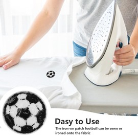 Luatoxry 100Pcs Soccer Iron on Patches, 3cm Soccer Ball Patch, Fashionable Bulk Embroidery Iron on Patches, Versatile Embroidery Patches for DIY, Bags, Hats, Jackets, Backpacks