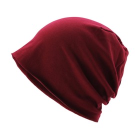 Unisex Slouch Beanie Hat - Lightweight Transition Hat for All Seasons, Thin Chemo Headwear for Men and Women, Also Suitable as a Turban or Sleeping Cap, 100% Cotton, red, Unit size