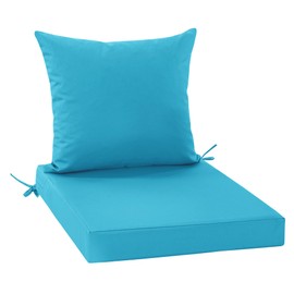 Summsun Outdoor Chair Cushions, Waterproof Backrest and Seat Cushion Set for Patio Furniture, Outdoor Replacement Cushions with Removable Cover, 19 x 19 Inch, Teal, 1 Set