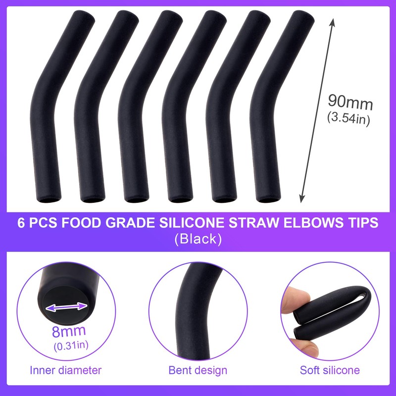 6Pcs Metal Straw Silicone Tips 5/16 IN Wide(8mm Outer Diameter)