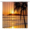 Beach Sunset Shower Curtain Ocean Orange Sky Tropical Palm Trees