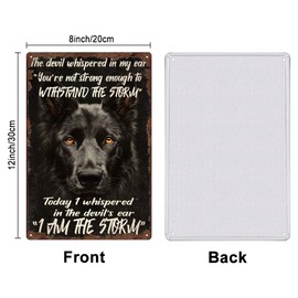 SUPERDANT Black Dog Metal Signs The Devil Whispered Tin Sign Animal Vintage Tin Signs Inspiring Vintage Wall Art Funny Retro Decor for Living Room Bedroom Man Cave Bar Club Metal Decor 30x20cm