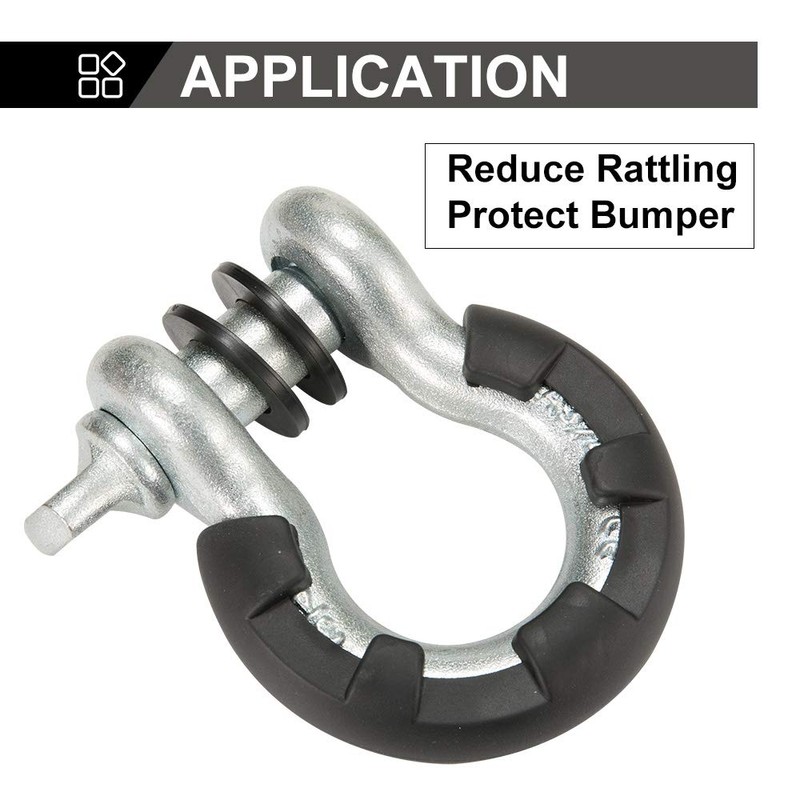 BUNKER INDUST D Ring/Shackle Isolator Kit,1 Pair Black D-Ring Isolator