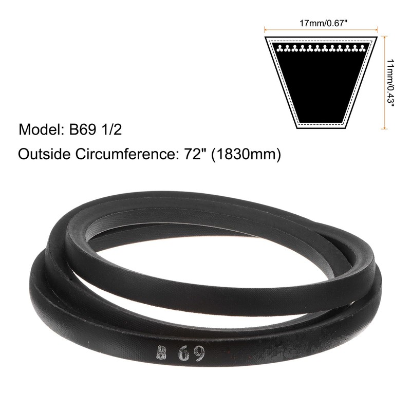 sourcing map B69 1/2 Rubber V Belt, B Section V-Belt