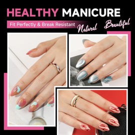 UNA GELLA Short Almond Nail Tips, 312pcs Short Almond Gel Nail Tips Shape Pre Etched Press On Nails Clear Acrylic Fake Nails No C Curve for Full Cover Nails Extension Home Art DIY Salon 12 Sizes