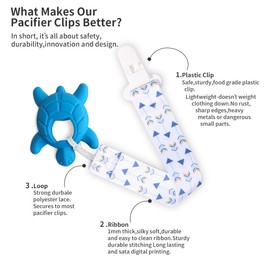 6 Pack Baby Pacifier Holder Clips - Dummy Clips Lightweight Universal Holder Leash for Boys and Girls Fits for Most Pacifiers - Protects Your Baby - Binkie Styles & Baby Teethers & Toys and Gift