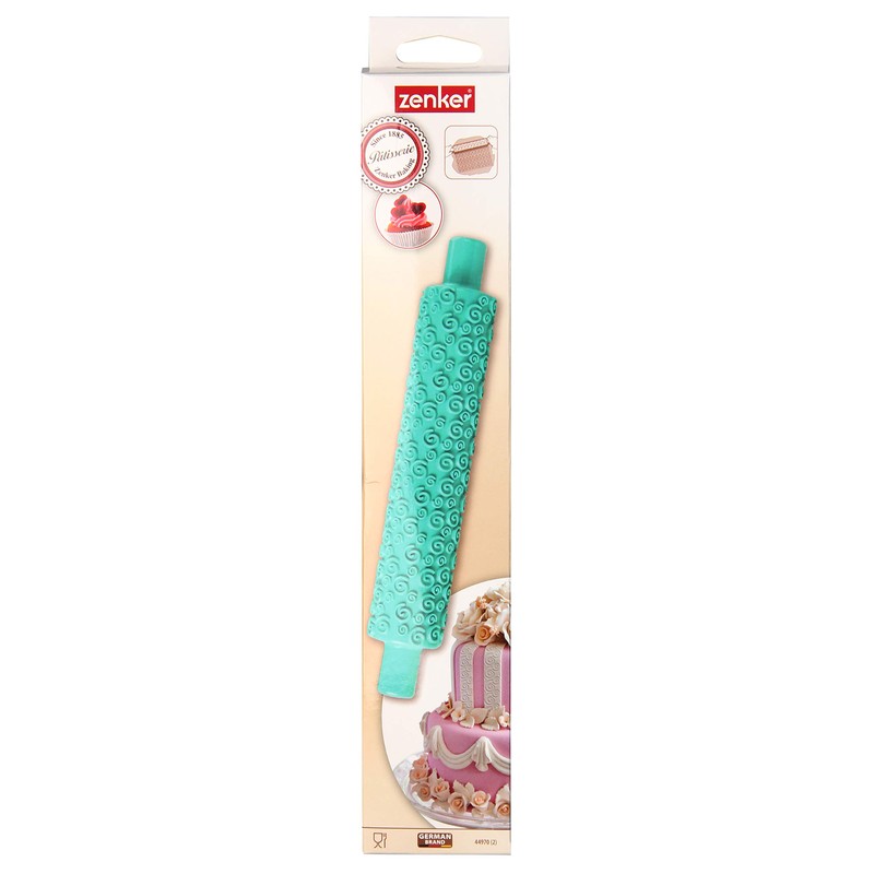 Zenker 44970 Fondant Embossing Roller, Plastic, blue